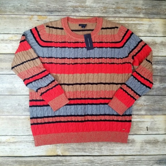 Tommy Hilfiger Cecelia Striped Cable-Knit Sweater - Picture 2 of 7
